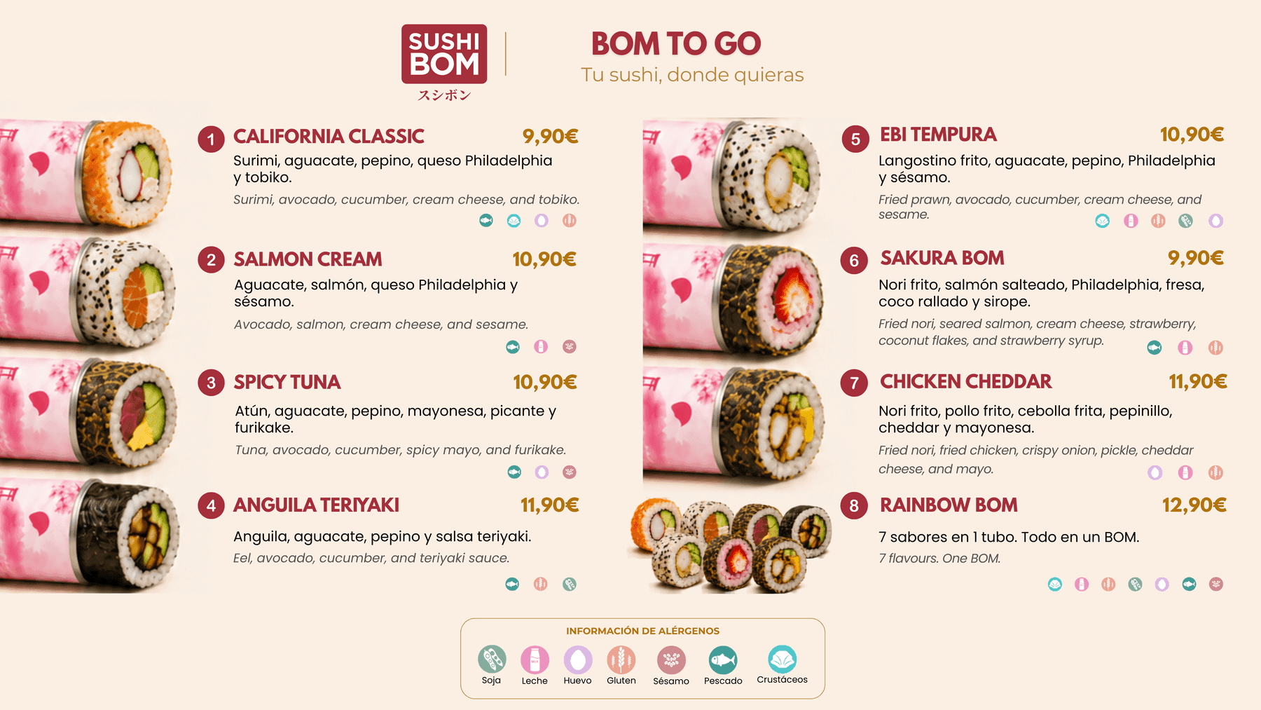 Menú de Sushi Bom — Bom to go